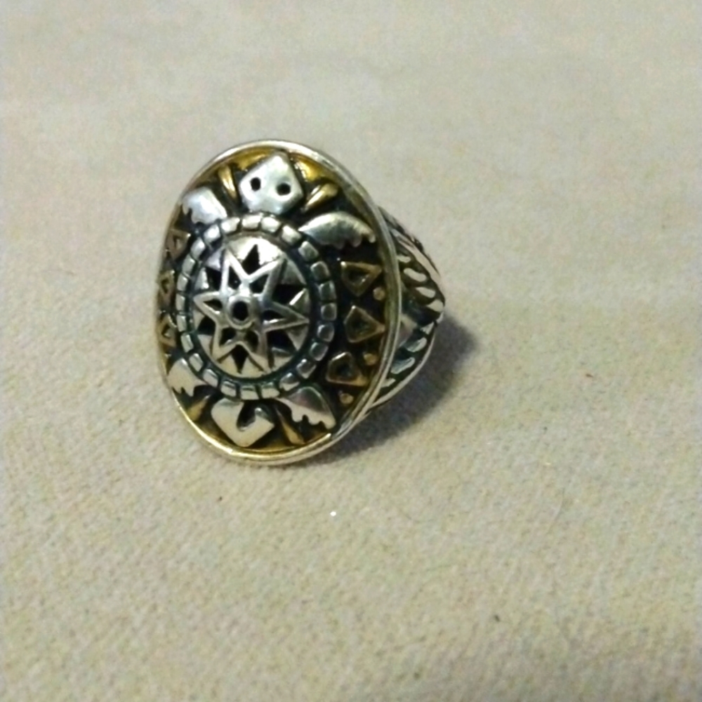 Carolyn Pollack Two-Tone Silver and Gold Starburst Ring